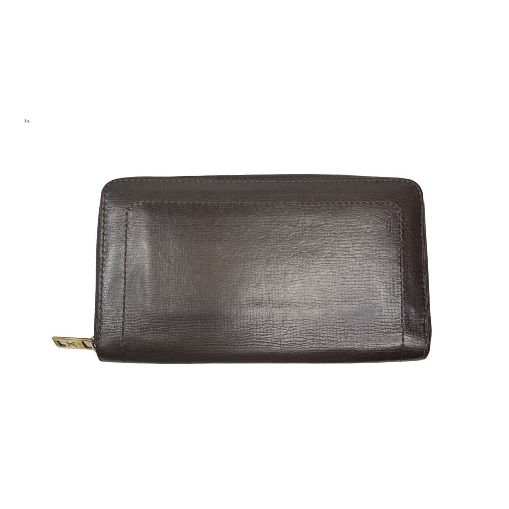 Louis Vuitton Utah Zippy Organizer Brown Leather Wallet Zip Around LV Unisex